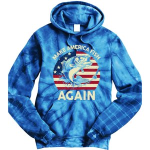 Make America Fishing Again Gift 4th Of July Funny Bass Fish Gift Tie Dye Hoodie