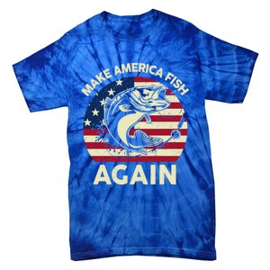 Make America Fishing Again Gift 4th Of July Funny Bass Fish Gift Tie-Dye T-Shirt