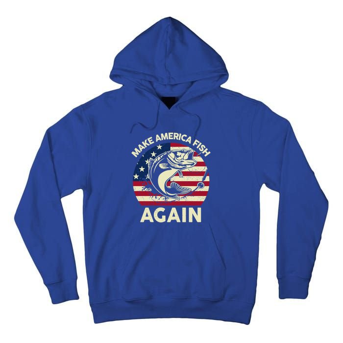 Make America Fishing Again Gift 4th Of July Funny Bass Fish Gift Tall Hoodie