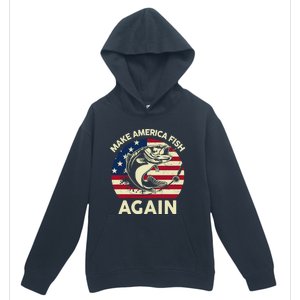 Make America Fishing Again Gift 4th Of July Funny Bass Fish Gift Urban Pullover Hoodie