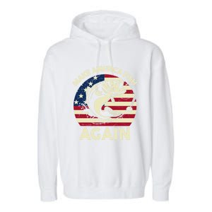 Make America Fishing Again Gift 4th Of July Funny Bass Fish Gift Garment-Dyed Fleece Hoodie