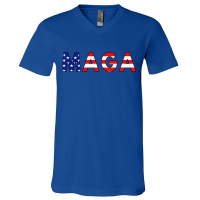 Maga American Flag V-Neck T-Shirt