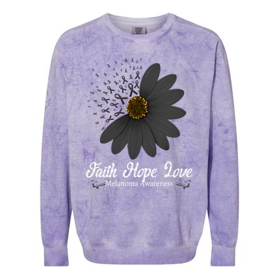 Melanoma Awareness Faith Hope Love Black Ribbon Support Gift Colorblast Crewneck Sweatshirt