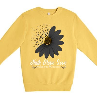 Melanoma Awareness Faith Hope Love Black Ribbon Support Gift Premium Crewneck Sweatshirt