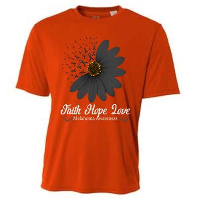 Melanoma Awareness Faith Hope Love Black Ribbon Support Gift Cooling Performance Crew T-Shirt