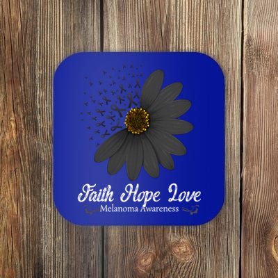 Melanoma Awareness Faith Hope Love Black Ribbon Support Gift Coaster