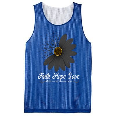 Melanoma Awareness Faith Hope Love Black Ribbon Support Gift Mesh Reversible Basketball Jersey Tank