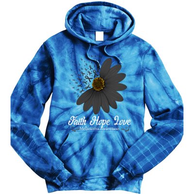 Melanoma Awareness Faith Hope Love Black Ribbon Support Gift Tie Dye Hoodie