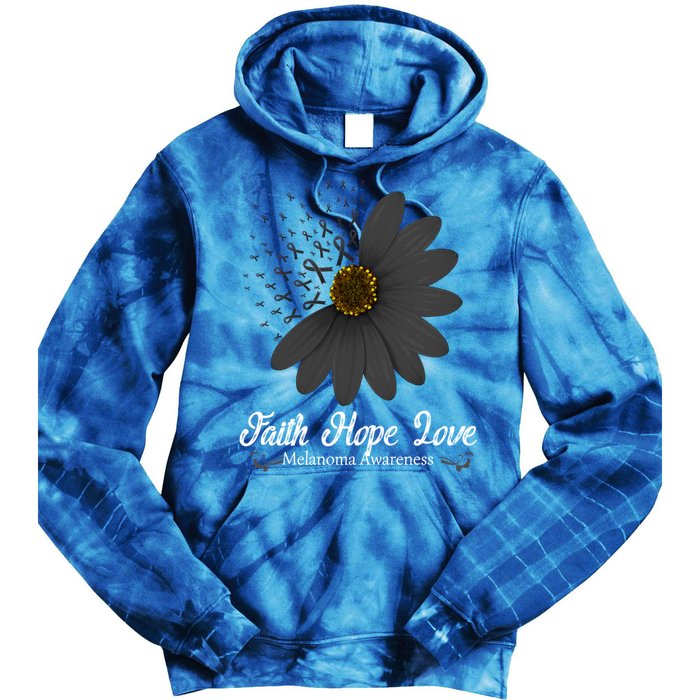 Melanoma Awareness Faith Hope Love Black Ribbon Support Gift Tie Dye Hoodie