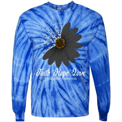 Melanoma Awareness Faith Hope Love Black Ribbon Support Gift Tie-Dye Long Sleeve Shirt