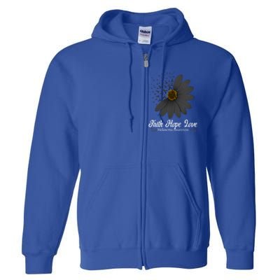 Melanoma Awareness Faith Hope Love Black Ribbon Support Gift Full Zip Hoodie