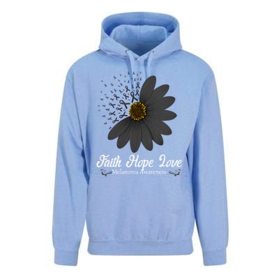 Melanoma Awareness Faith Hope Love Black Ribbon Support Gift Unisex Surf Hoodie