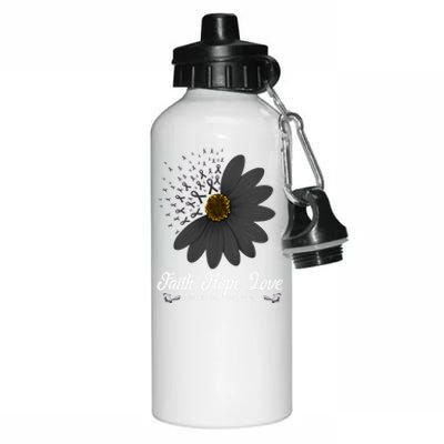 Melanoma Awareness Faith Hope Love Black Ribbon Support Gift Aluminum Water Bottle