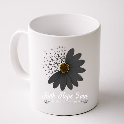 Melanoma Awareness Faith Hope Love Black Ribbon Support Gift Coffee Mug