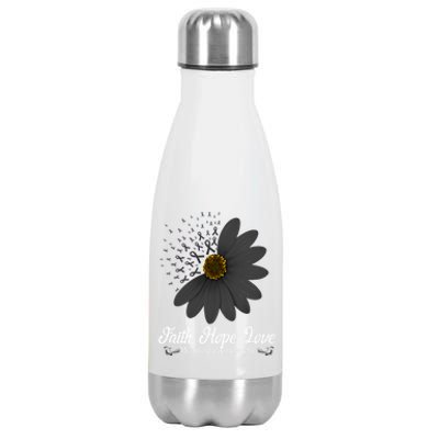 Melanoma Awareness Faith Hope Love Black Ribbon Support Gift Stainless Steel Insulated Water Bottle