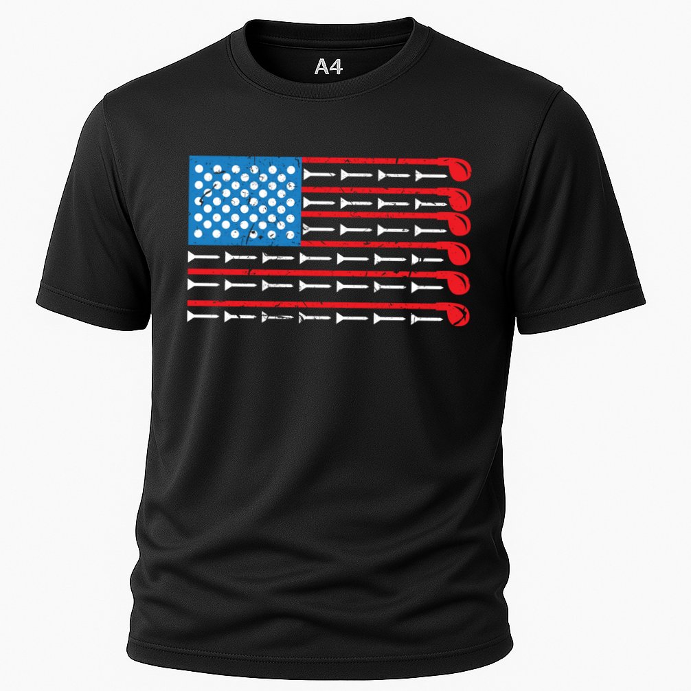 Mens American Flag Golf Club Sports Design Great Gift Cooling Performance Crew T-Shirt