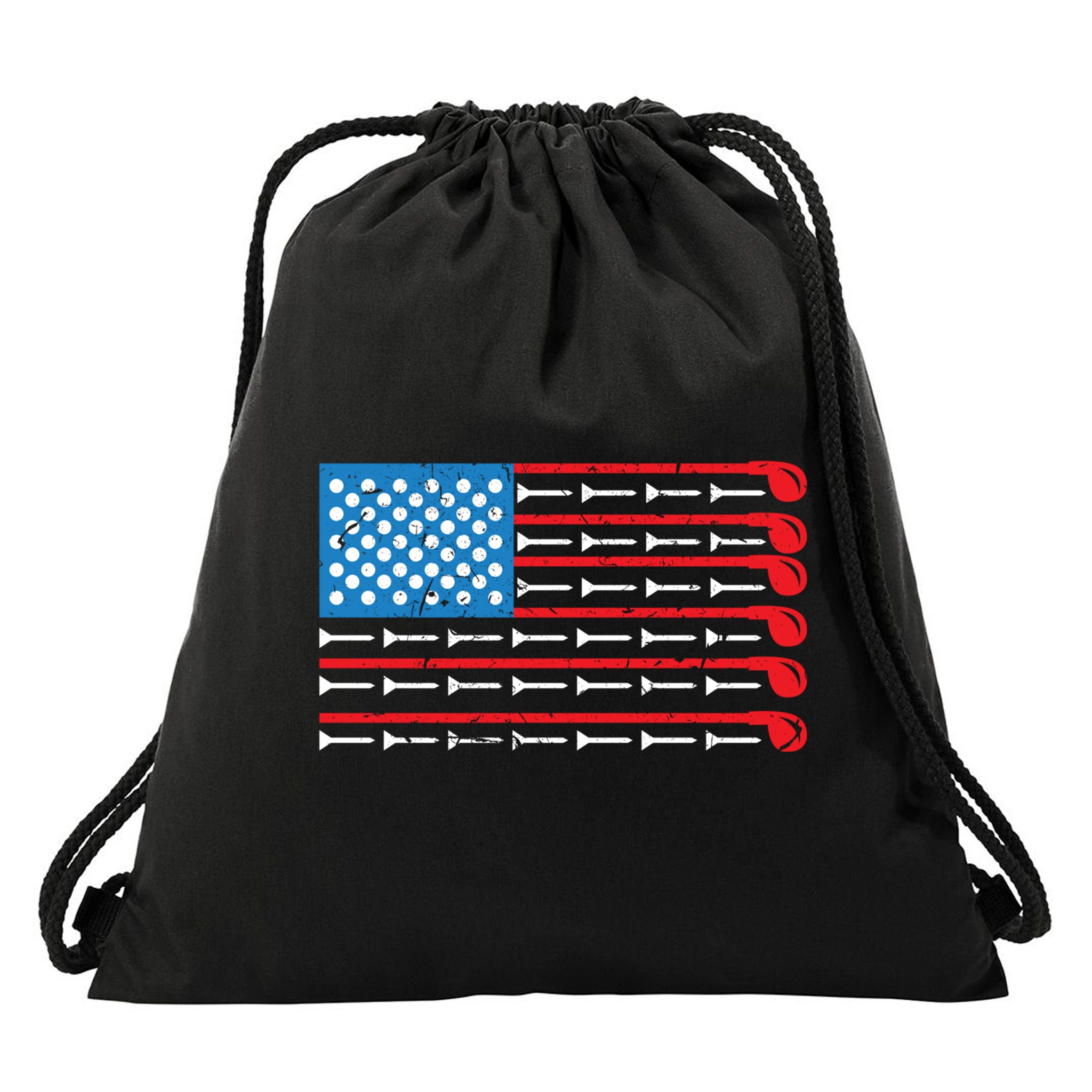Mens American Flag Golf Club Sports Design Great Gift Drawstring Bag