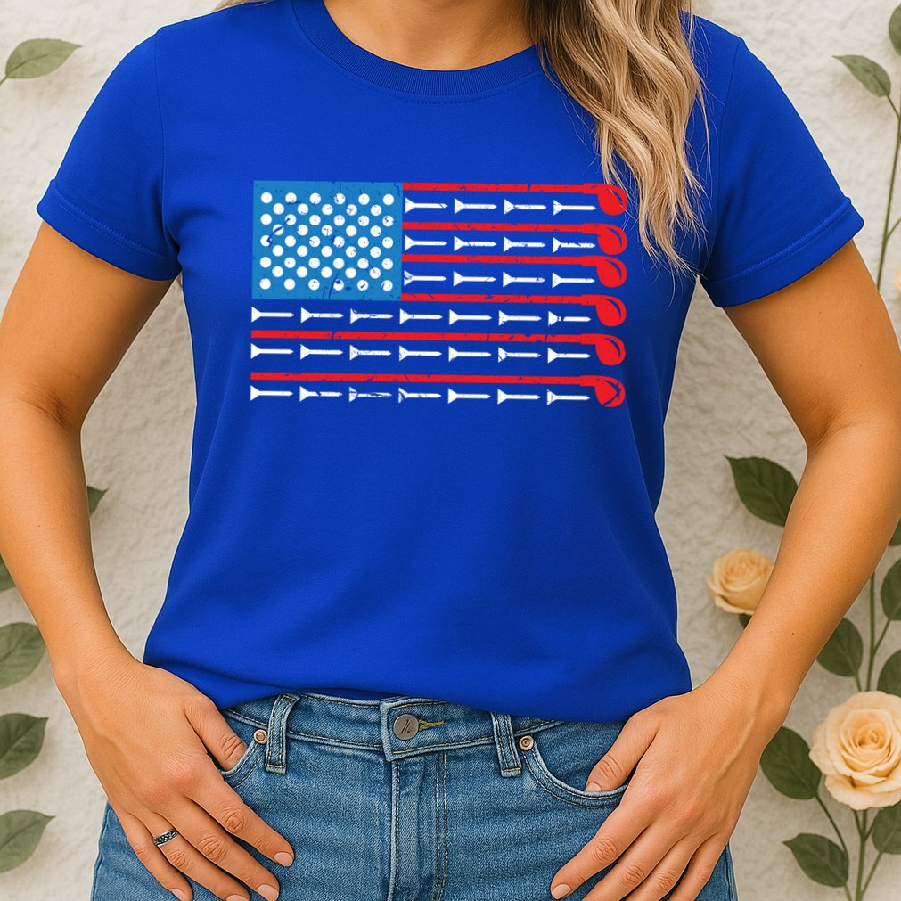Mens American Flag Golf Club Sports Design Great Gift Womens T-Shirt