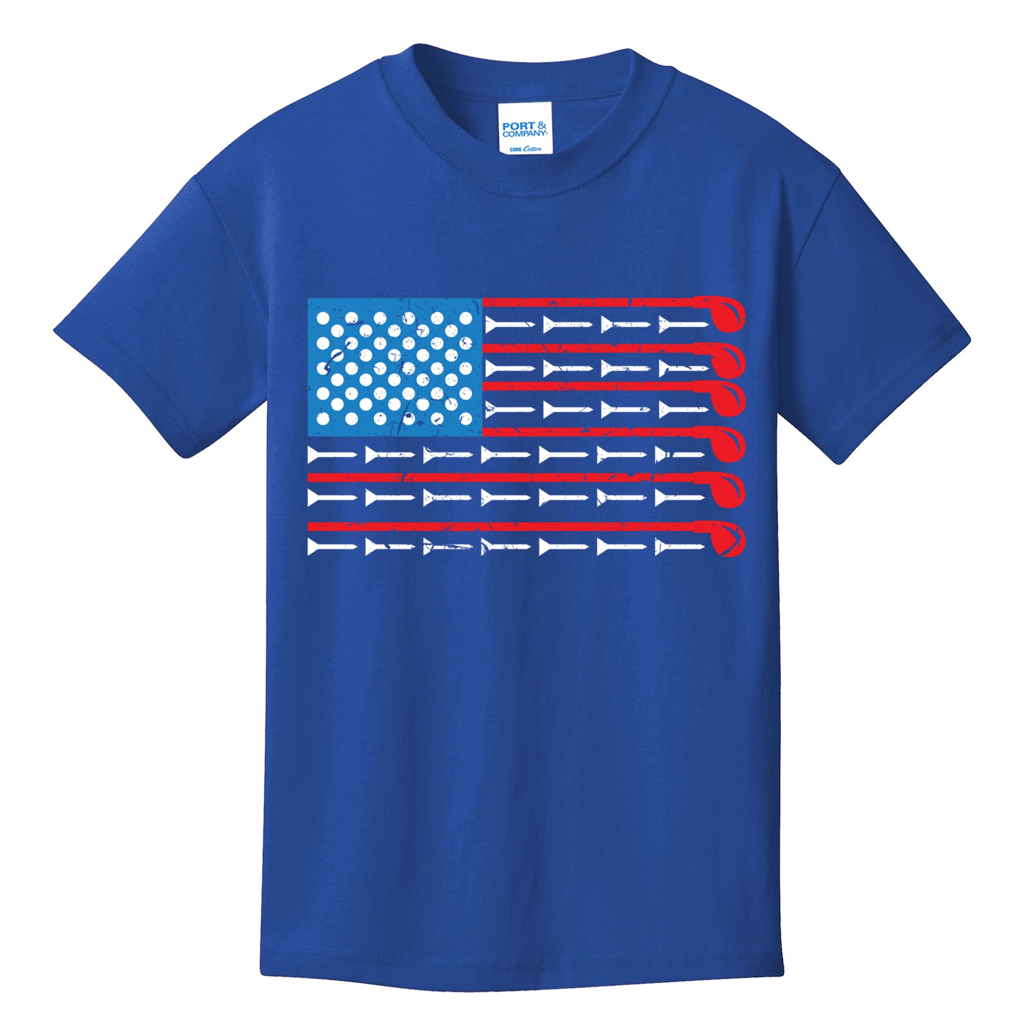 Mens American Flag Golf Club Sports Design Great Gift Kids T-Shirt