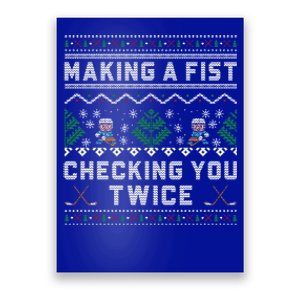 Making A Fist Checking You Twice Ice Hockey Players Xmas Gift Poster