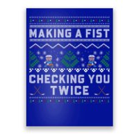 Making A Fist Checking You Twice Ice Hockey Players Xmas Gift Poster