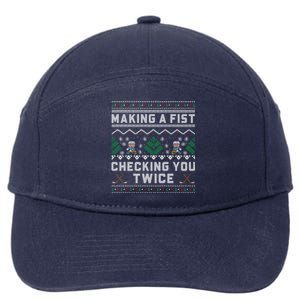 Making A Fist Checking You Twice Ice Hockey Players Xmas Gift 7-Panel Snapback Hat