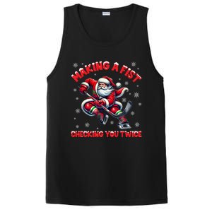 Making A Fist Checking You Twice Ice Hockey Xmas Snowflakes Gift PosiCharge Competitor Tank