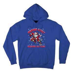 Making A Fist Checking You Twice Ice Hockey Xmas Snowflakes Gift Hoodie