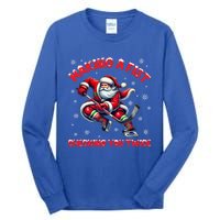 Making A Fist Checking You Twice Ice Hockey Xmas Snowflakes Gift Tall Long Sleeve T-Shirt