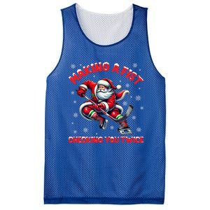 Making A Fist Checking You Twice Ice Hockey Xmas Snowflakes Gift Mesh Reversible Basketball Jersey Tank