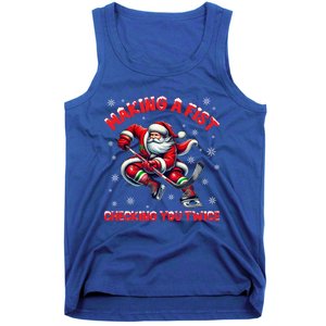 Making A Fist Checking You Twice Ice Hockey Xmas Snowflakes Gift Tank Top