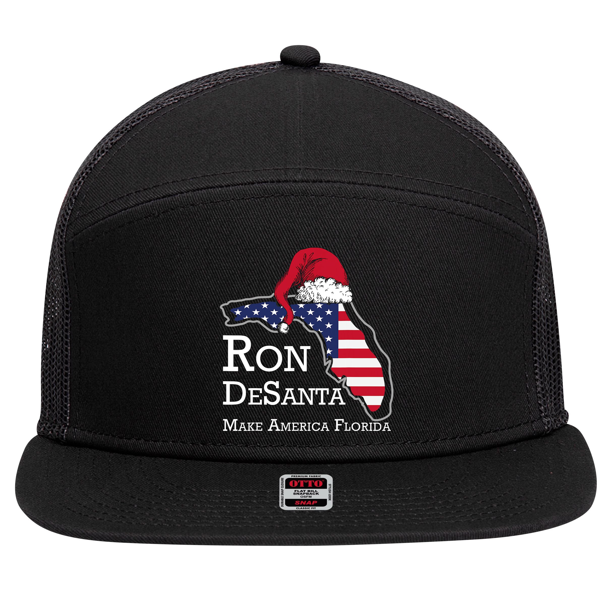 Make America Florida Ron DeSanta DeSantis Election Christmas 7 Panel Mesh Trucker Snapback Hat