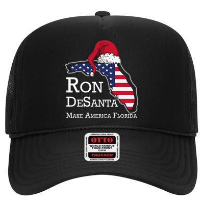 Make America Florida Ron DeSanta DeSantis Election Christmas High Crown Mesh Back Trucker Hat