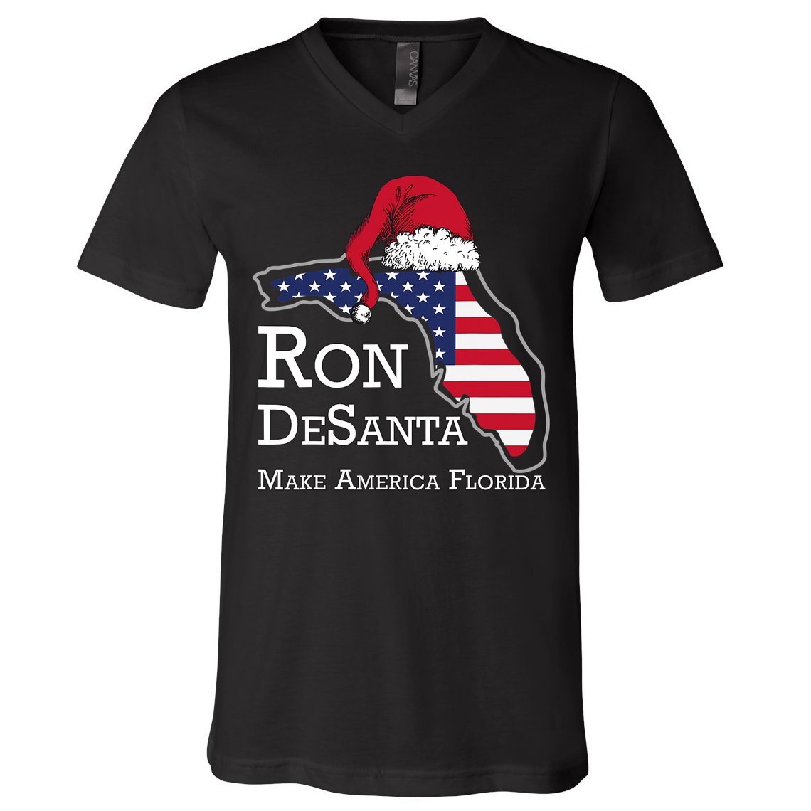 Make America Florida Ron DeSanta DeSantis Election Christmas V-Neck T-Shirt