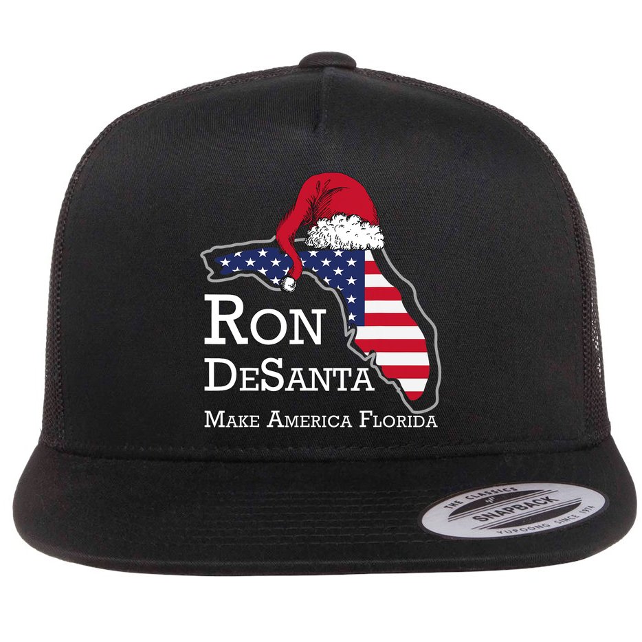 Make America Florida Ron DeSanta DeSantis Election Christmas Flat Bill Trucker Hat