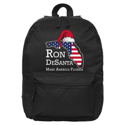 Make America Florida Ron DeSanta DeSantis Election Christmas 16 in Basic Backpack