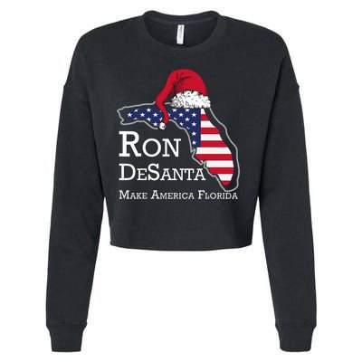 Make America Florida Ron DeSanta DeSantis Election Christmas Cropped Pullover Crew