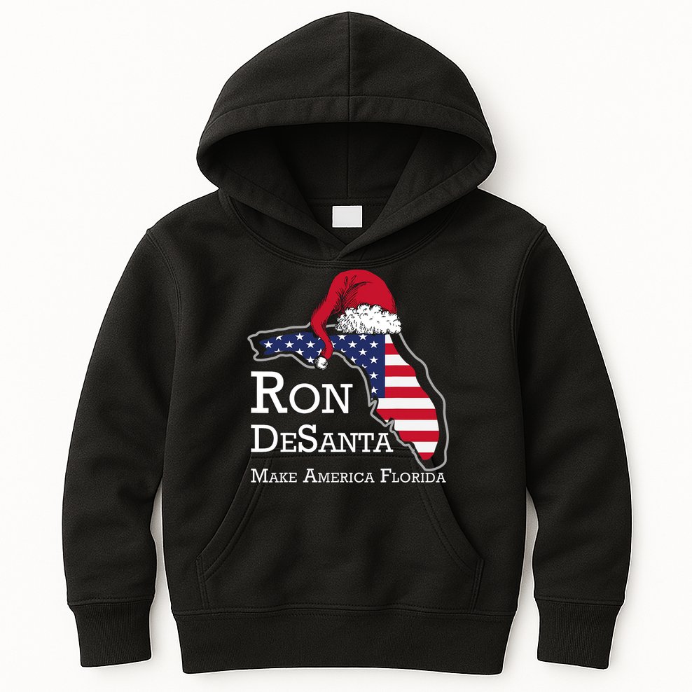 Make America Florida Ron DeSanta DeSantis Election Christmas Kids Hoodie