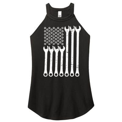 Mechanic American Flag Wrench Mechanics Fans Patriotic Women’s Perfect Tri Rocker Tank