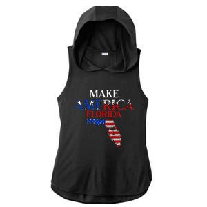 Make America Florida Funny Patriotic Freedom USA Ladies PosiCharge Tri-Blend Wicking Draft Hoodie Tank