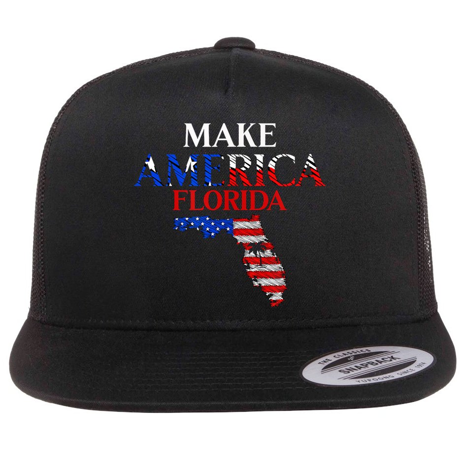 Make America Florida Funny Patriotic Freedom USA Flat Bill Trucker Hat