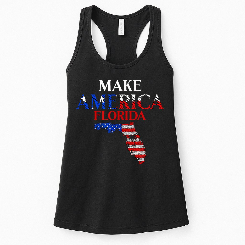 Make America Florida Funny Patriotic Freedom USA Womens Tank Top