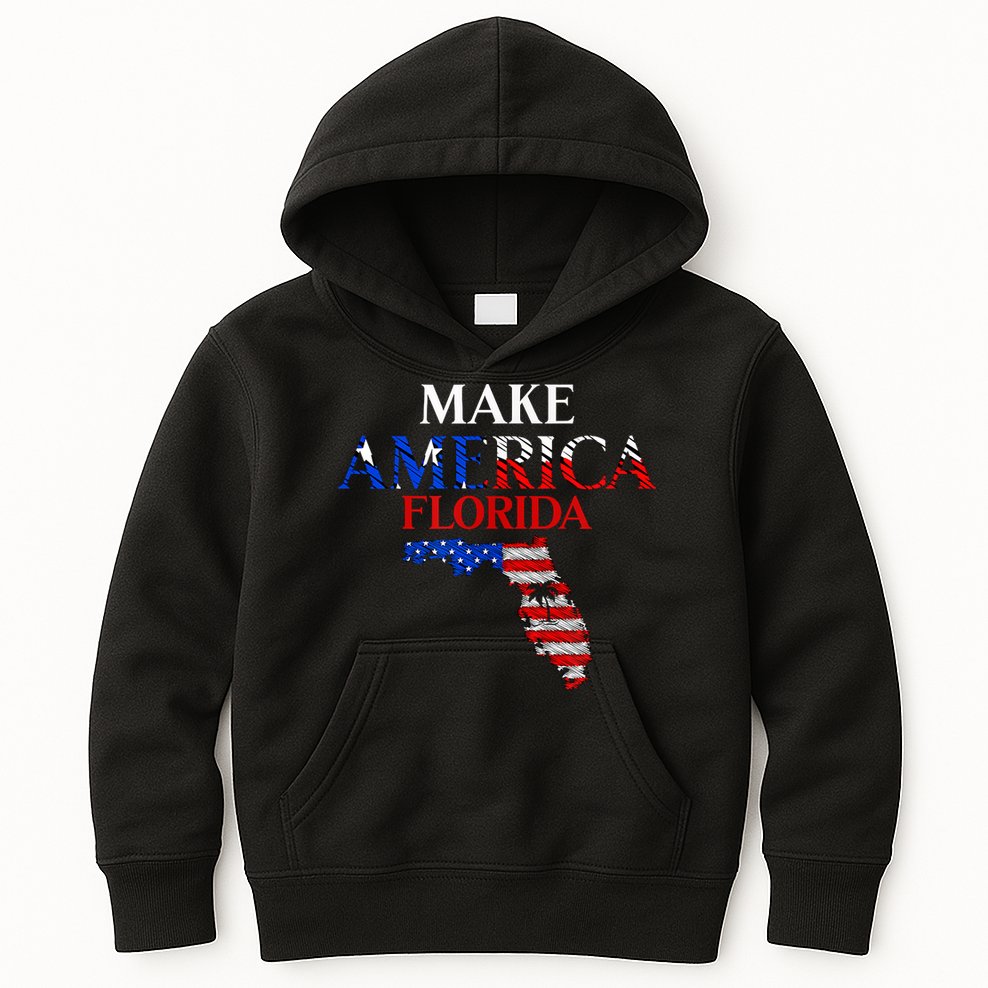 Make America Florida Funny Patriotic Freedom USA Kids Hoodie