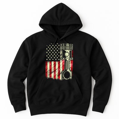 Mechanic American Flag Piston Muscle Car Patriotic Vintage Hoodie