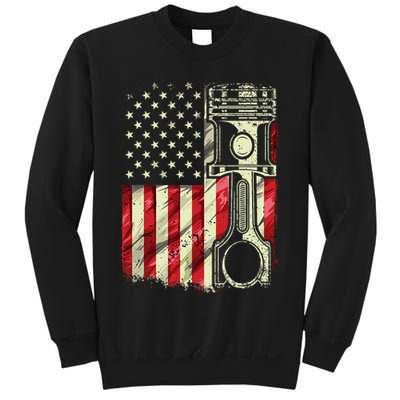 Mechanic American Flag Piston Muscle Car Patriotic Vintage Sweatshirt