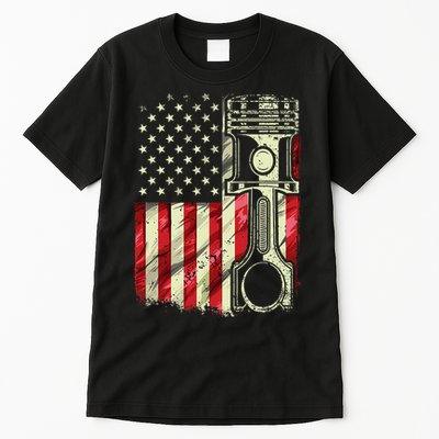 Mechanic American Flag Piston Muscle Car Patriotic Vintage Tall T-Shirt