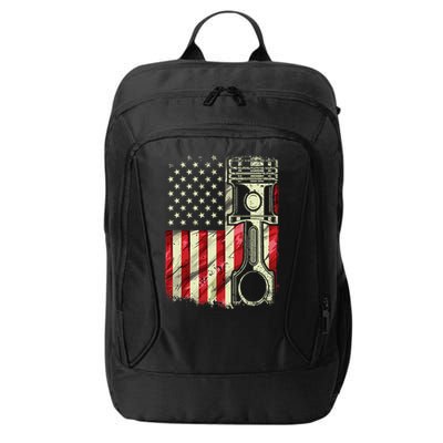 Mechanic American Flag Piston Muscle Car Patriotic Vintage City Backpack