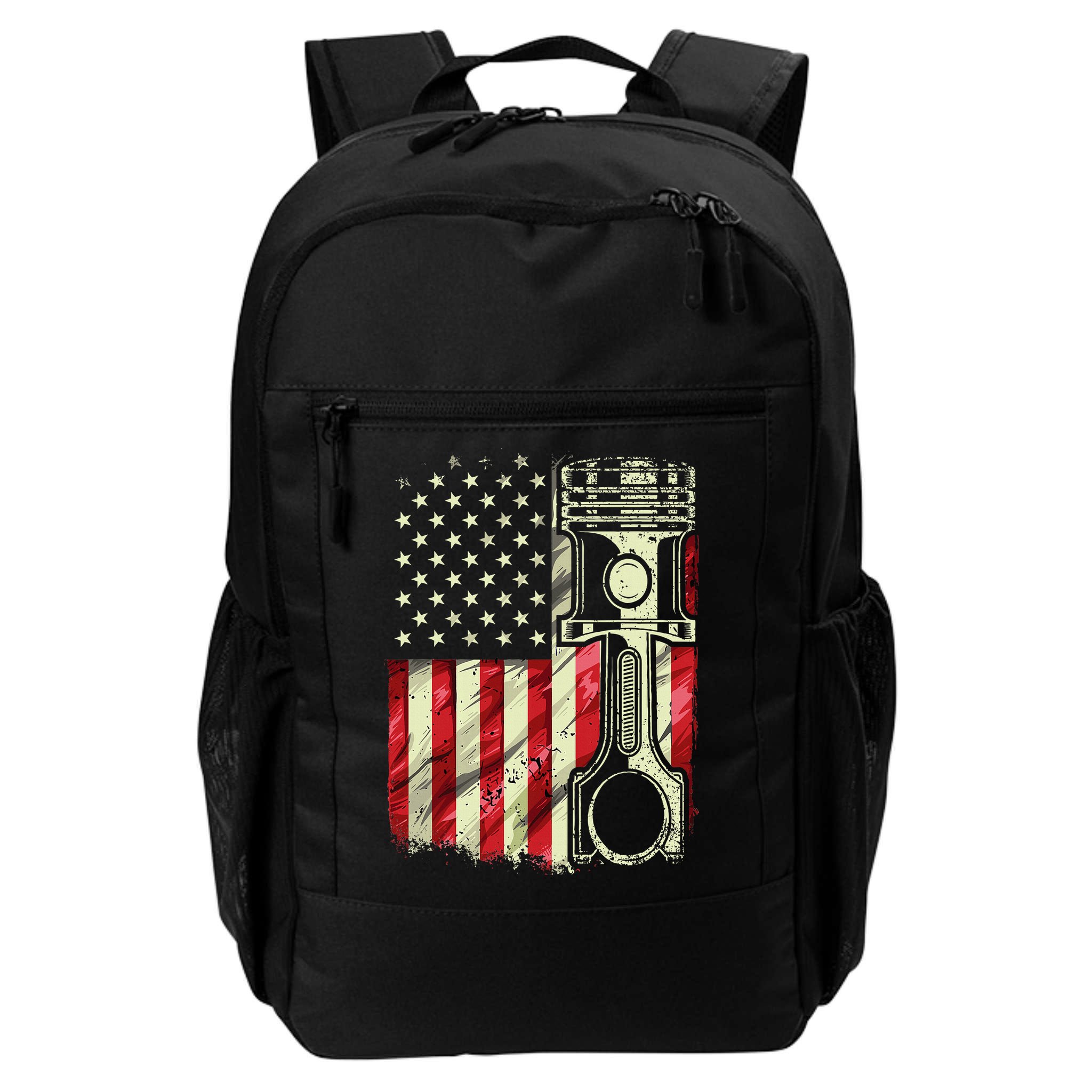 Mechanic American Flag Piston Muscle Car Patriotic Vintage Backpack