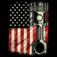 Mechanic American Flag Piston Muscle Car Patriotic Vintage Button