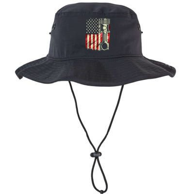 Mechanic American Flag Piston Muscle Car Patriotic Vintage Bucket Hat
